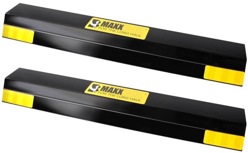 MaxxHaul 51034 16 in Heavy Duty Car Parking Stoppers 2 Pack Easy Install 16 x 18 x 38 for Garage and Outdoor Car SUV Truck Eco Friendly Material Reflective Strips
