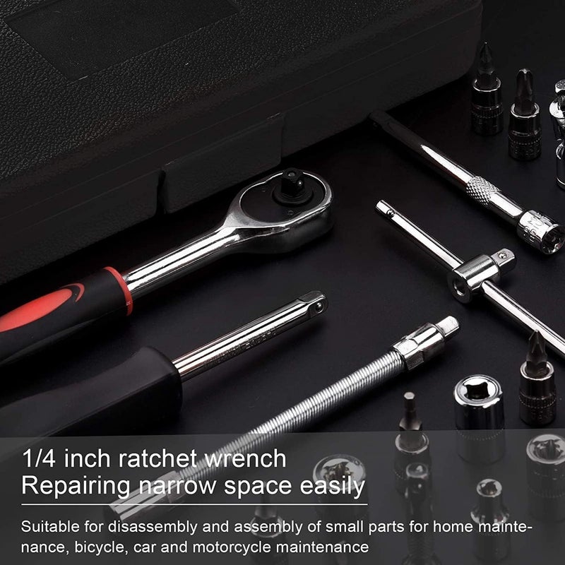 Radha Kishan Chrome Vanadium Steel 46 In 1 Pcs Tool Kit & Hand Tool Kit Wrench Set Multi Purpose Combination Tool Case Precision Socket Set - Multicolor  - Image 5