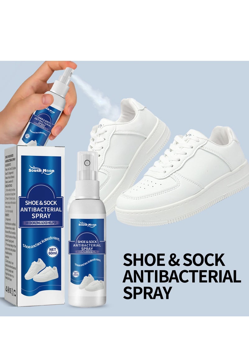 SOUTH MOON 60ml Shoe and Sock Antibacterial Spray Shoe Odor Eliminator Deodorizer Spray and Removes Bad Smells of Boots Heels Tennis Shoe Cleats Sneakers Ballet Shoe Sports Shoes  - Image 1