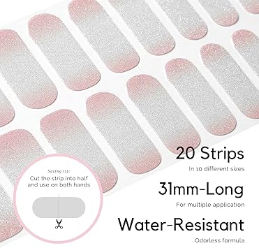 NAILOG Semi Cured Gel Nail Strips Glossy Long Lasting Soft Gel Finish 20 Extra Long Stickers WrapsFrench Gleam - Image 4