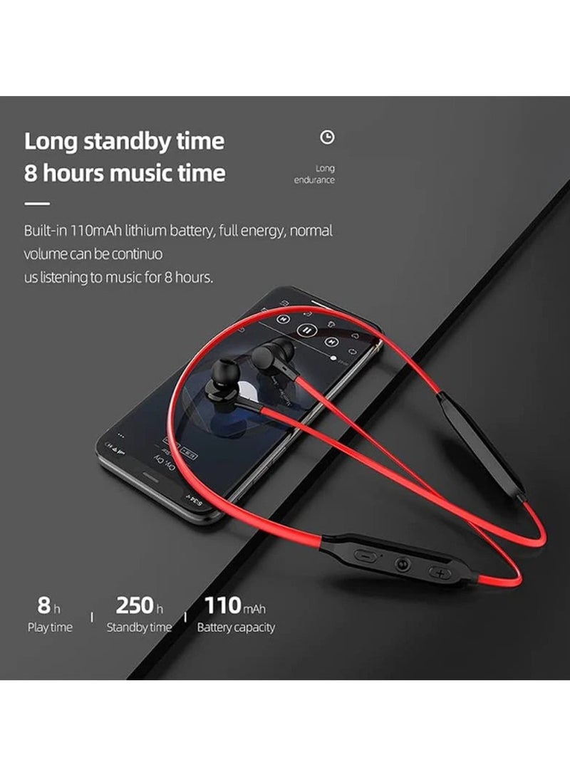 Celebrat A19 Bluetooth Wireless Neckband Sport Earphones - Red - Image 2