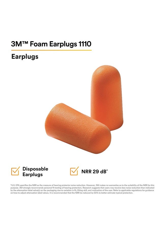 3M - 3M 1100 Ear Plug Un-Corded, Extra Soft, Reusable Earbuds Noise Cancellation, Soundproof Earplug Use For Underwater, Meditation, Study, Flight Travel, Sleeping, Sound Block Up To 29 Db (Pack of 10) - Image 1