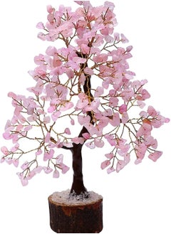 Rose Quartz Stone Tree Crystal Gemstone Tree Chakra Healing Stone Tree by REBUY, 9 Inch, 300 Beads