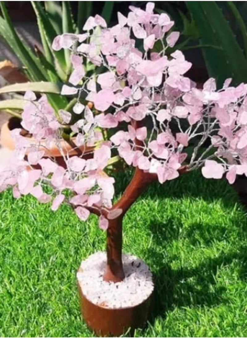 REBUY - Rose Quartz Stone Tree Crystal Gemstone Tree Chakra Healing Stone Tree by REBUY, 9 Inch, 300 Beads - Image 1