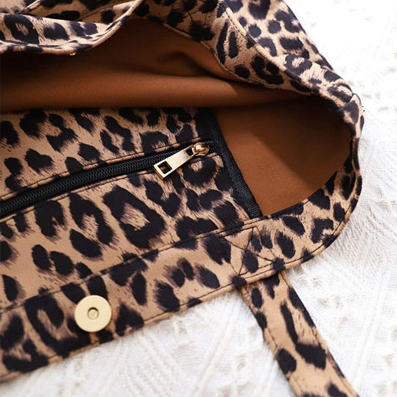 Valentoria Leopard Shoulder Bag Soft Large Tote Purse Handbag Travel Satchel for Women - Image 4