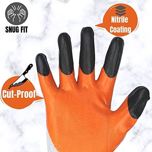 RK TRENDS RP Trends Multipurpose HeavyDuty Reusable Washable Nitrile Coated Work Safety Hand Gloves for Gardening Industrial Agricultural Cleaning for Men Women Free Size Large 7 Pairs Pack - Image 2