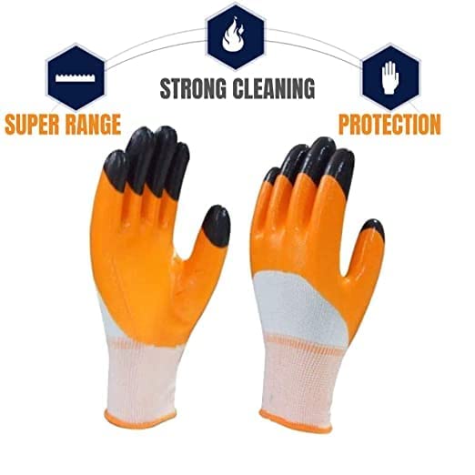 RK TRENDS RP Trends Multipurpose HeavyDuty Reusable Washable Nitrile Coated Work Safety Hand Gloves for Gardening Industrial Agricultural Cleaning for Men Women Free Size Large 7 Pairs Pack - Image 5