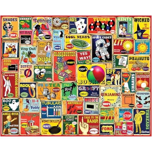 White Mountain 1000 Piece Jigsaw Puzzle Retro Phrases Collage Puzzles with Large Pieces for Adults and Family 24x30 Slang We Used - Image 1