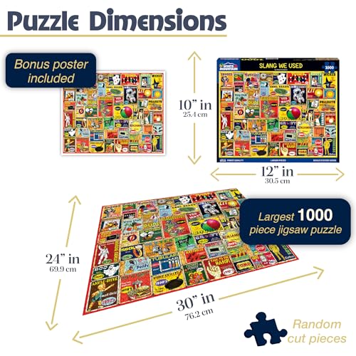 White Mountain 1000 Piece Jigsaw Puzzle Retro Phrases Collage Puzzles with Large Pieces for Adults and Family 24x30 Slang We Used - Image 5