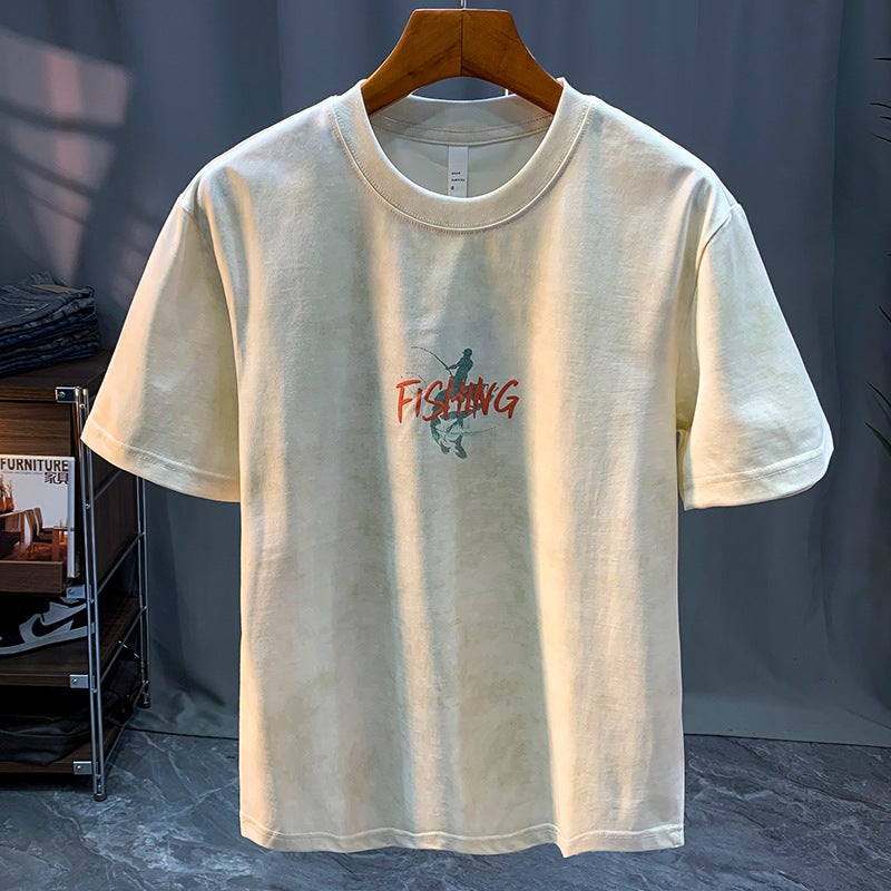 Short-Sleeved Men'S T-Shirt Shoulder Crewneck Loose Fashion Brand Casual Heavy Breathable Design Sense T-Shirt - Image 2