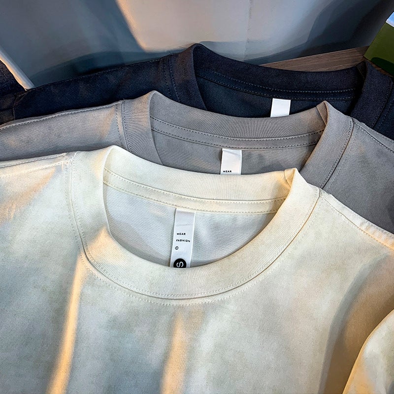 Short-Sleeved Men'S T-Shirt Shoulder Crewneck Loose Fashion Brand Casual Heavy Breathable Design Sense T-Shirt - Image 5