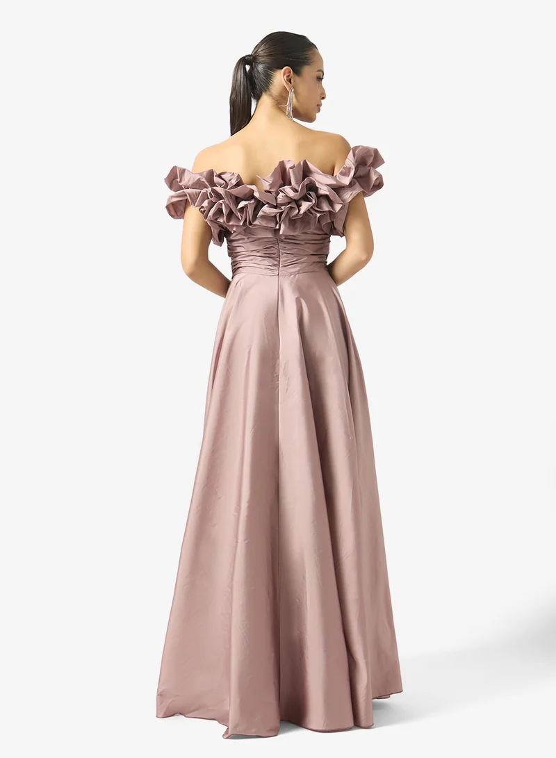 Namshi X  Ruffled Off Shoulder Evening Gown for Women | Best Price UAE