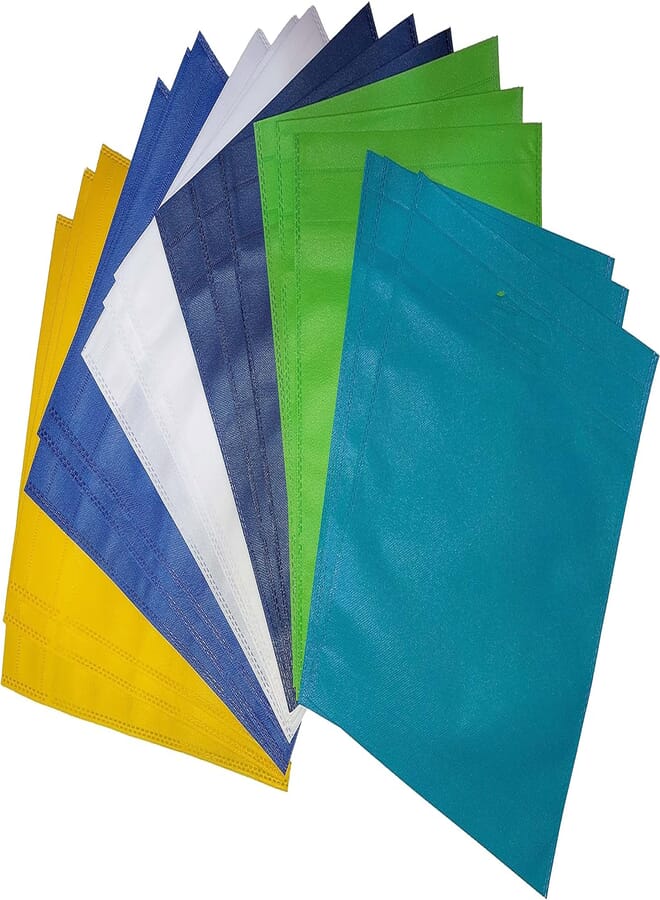 Canvas Bags Set | Size 30 * 35 | 30 Pieces | Multi Color | (Milk, Harvest Green, Yellow, White, Navy, Pink) | azure blue, yellow, green, light blue,white, navy blue | 5 Piece Each