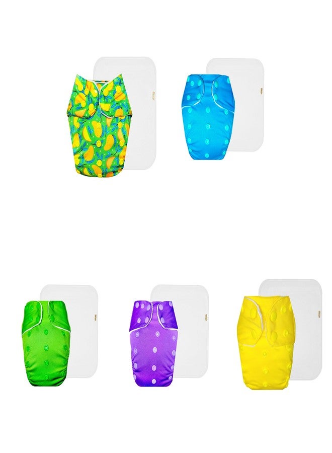 Dumbledo Premium Cloth Diaper with Cotton Insert (Pack of 5) | Soft & Gentle | Breathable | Travel Friendly | Perfect for Indian Summers | 3 Months - 3 Years | Unisex Baby - Image 1