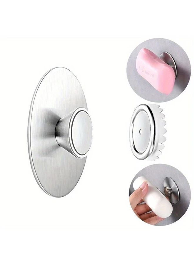 3 قطع حامل صابون مغناطيسي من الفولاذ المقاوم للصدأ مثبت على الحائط مع كؤوس شفط للحمام - Image 4