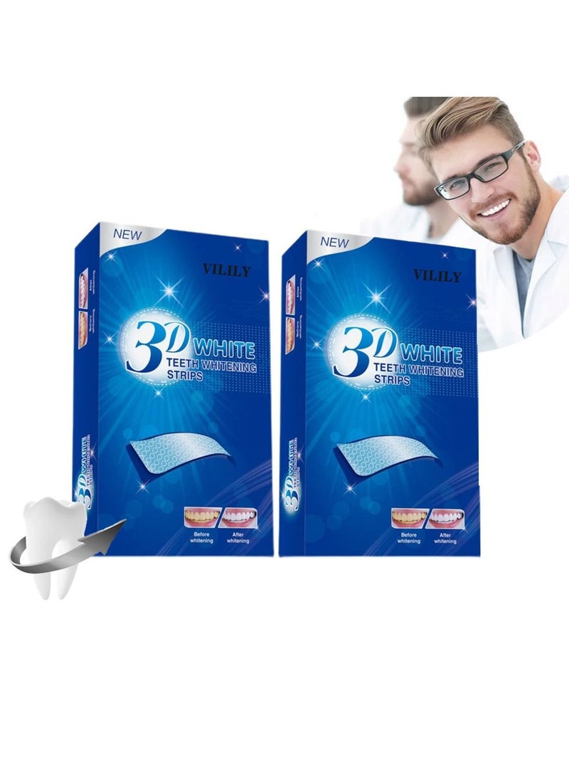 VILILY 56 Pcs 3D White Teeth Whitening Strip Dental Whitening Kit 100% Genuine Branded for Express Fast Result Treatments Professional Whitener Enamel & Stains Removal | Unisex 28 Pairs - Image 1