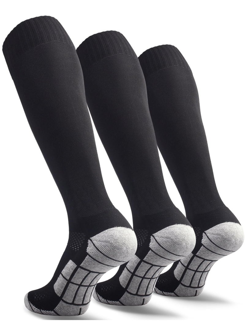Black Athletic Football Socks for Adults and Adolescents, 1/3/5 Pairs - Image 1