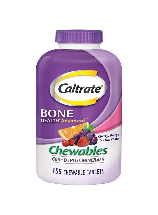 Caltrate Chewables 600 Plus D3 Plus Minerals Calcium Vitamin D Supplement, Cherry, Orange And Fruit Punch - 155 Count - Image 3