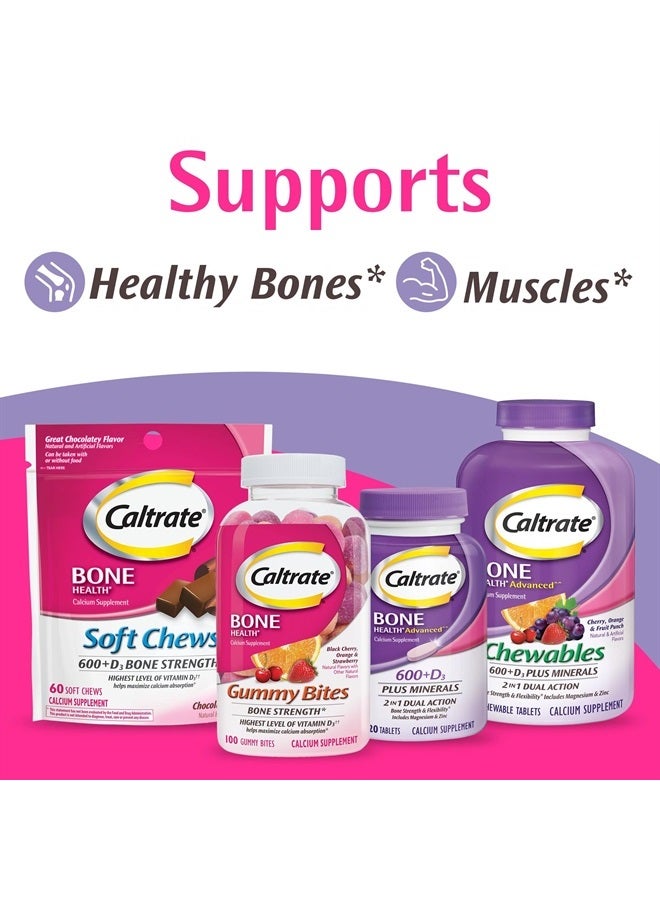Caltrate Chewables 600 Plus D3 Plus Minerals Calcium Vitamin D Supplement, Cherry, Orange And Fruit Punch - 155 Count - Image 2