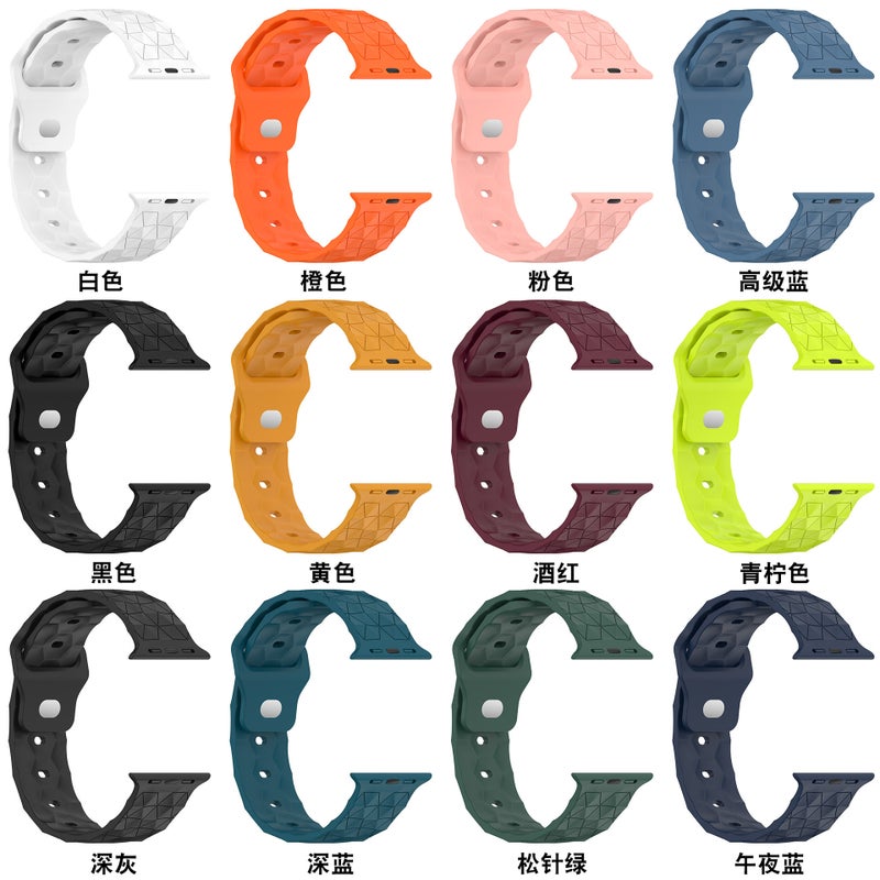 For Apple S8 Ultra Silicone Football Pattern Replacement Wristband Iwatch765432Se Sports Casual Watch Band - Image 4