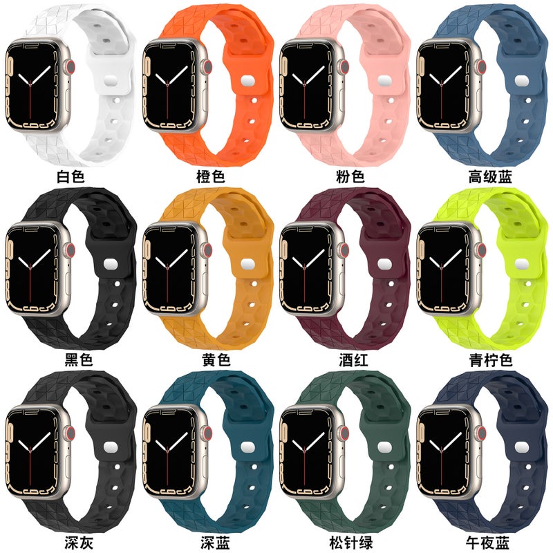 For Apple S8 Ultra Silicone Football Pattern Replacement Wristband Iwatch765432Se Sports Casual Watch Band - Image 2