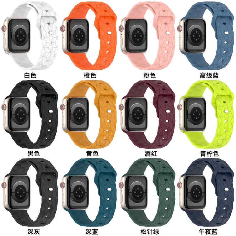 For Apple S8 Ultra Silicone Football Pattern Replacement Wristband Iwatch765432Se Sports Casual Watch Band - Image 3