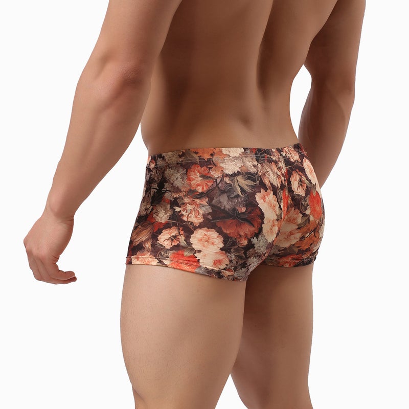 Men's Breathable Low-Rise Boxer Briefs with Floral Print - Image 4