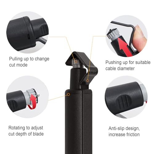 GROWORD Round Cable Stripper Tool - Adjustable Cutting Depth Jacket Slitter - Fast & Precise Removal - 3/16" to 1 1/8" Diameter - Image 3