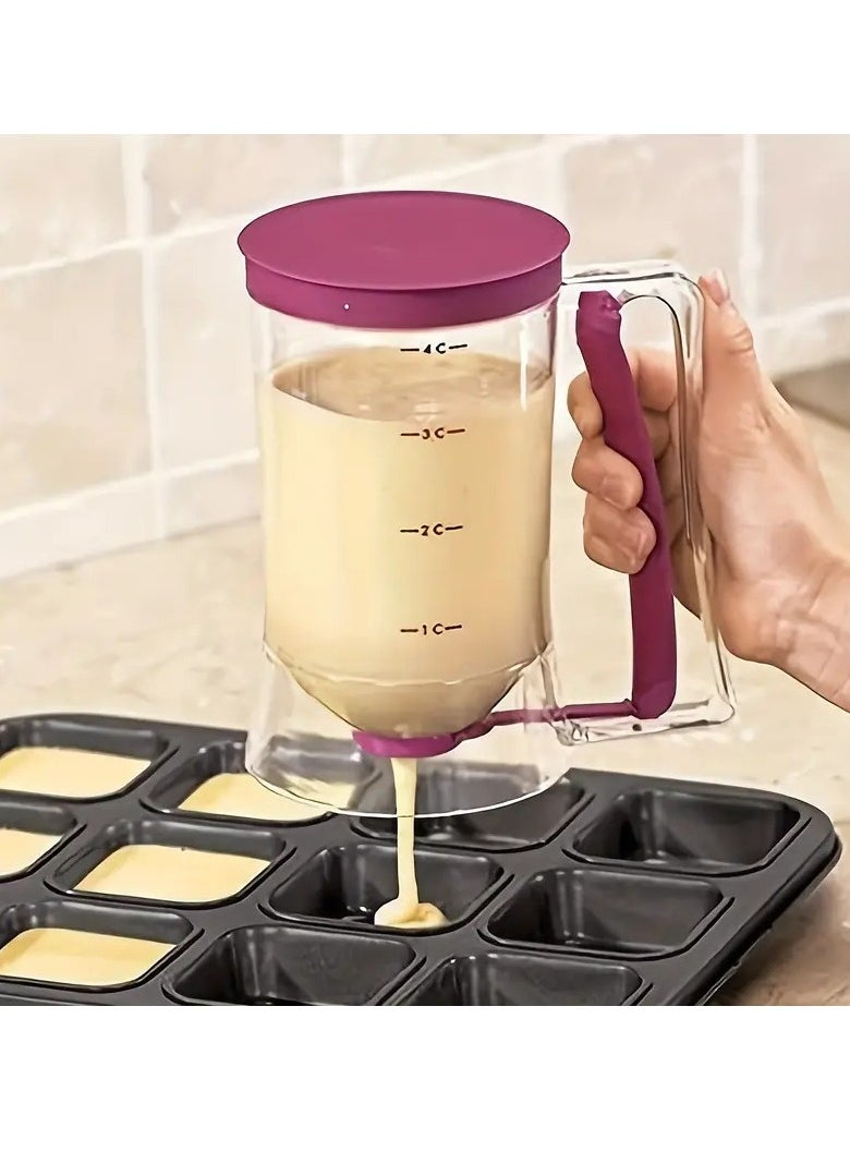 Arabest Batter Dispenser, Measuring Cup, Batter Separator, Butter Dispenser Funnel, Separator for Precise Manual Separation, For Kitchen Desserts (Purple)  - Image 1