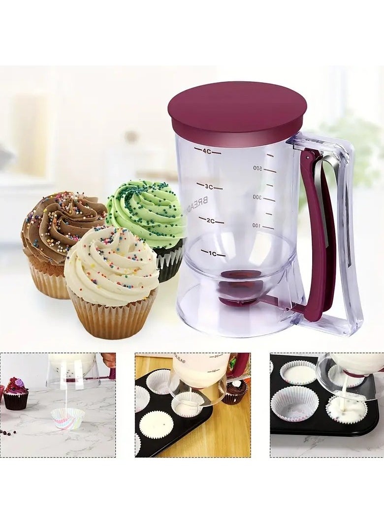 Arabest Batter Dispenser, Measuring Cup, Batter Separator, Butter Dispenser Funnel, Separator for Precise Manual Separation, For Kitchen Desserts (Purple)  - Image 2