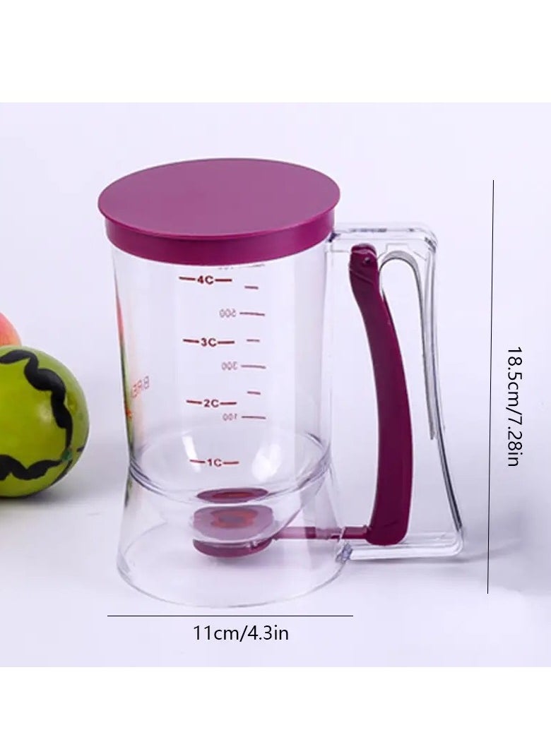 Arabest Batter Dispenser, Measuring Cup, Batter Separator, Butter Dispenser Funnel, Separator for Precise Manual Separation, For Kitchen Desserts (Purple)  - Image 3