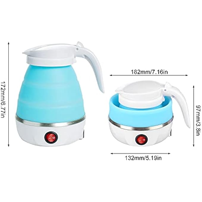 WingFly Portable Folding Electric Kettle Fast Boiling Foldable Electric Kettle For Travel Food Grade Silicone Boil Dry Protection Electric Kettle With Separable Power Cord For Hiking Camping And Indoor Blue - Image 3