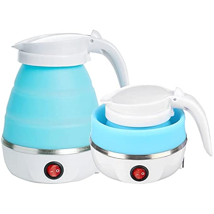 WingFly Portable Folding Electric Kettle Fast Boiling Foldable Electric Kettle For Travel Food Grade Silicone Boil Dry Protection Electric Kettle With Separable Power Cord For Hiking Camping And Indoor Blue - Image 1