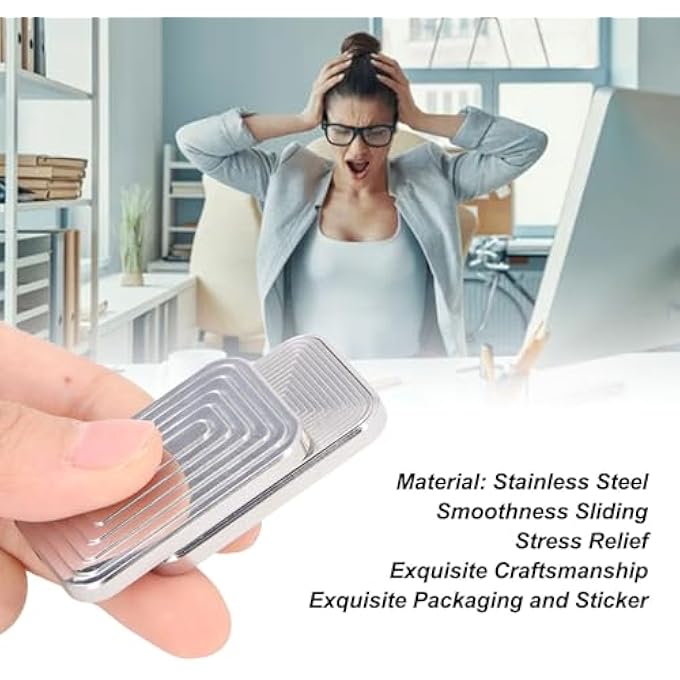 BusoTh Metal Slider Toy,Magnet Push Hand Slider,Stainless Steel Stress Anxiety Relief Toy withSliding,Stress Relief,Compact Size,Exquisite Craftsmanship,Includes Sticker,for Adult - Image 2