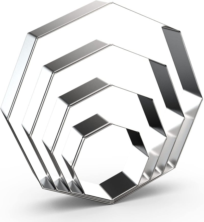 QAAQS Octagon Cookie Cutter Set for Baking - 5 Inch, 4 Inch, 3 Inch, 2 Inch - Geometric Polygon Frame Plaque Cookie Cutters Shapes Molds - Stainless Steel - Image 1
