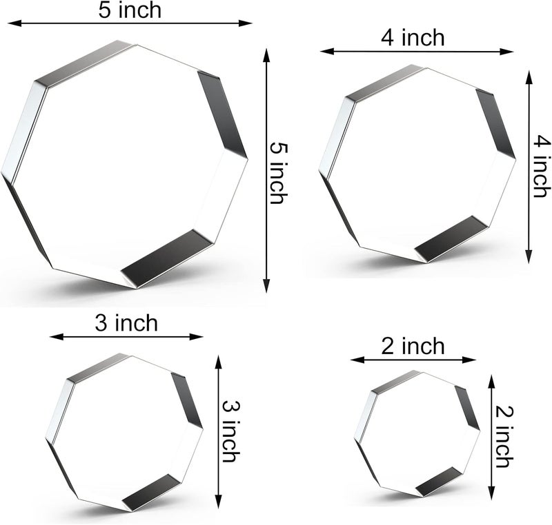 QAAQS Octagon Cookie Cutter Set for Baking - 5 Inch, 4 Inch, 3 Inch, 2 Inch - Geometric Polygon Frame Plaque Cookie Cutters Shapes Molds - Stainless Steel - Image 2