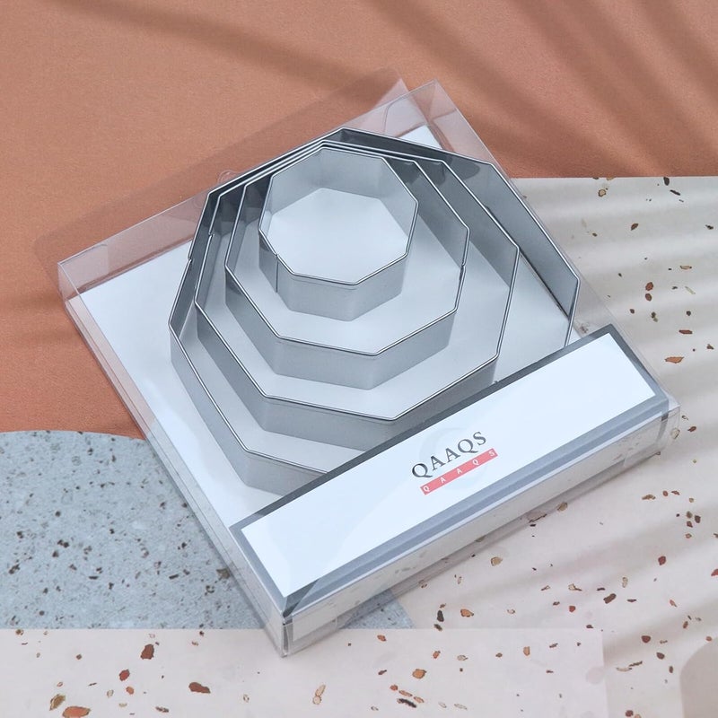 QAAQS Octagon Cookie Cutter Set for Baking - 5 Inch, 4 Inch, 3 Inch, 2 Inch - Geometric Polygon Frame Plaque Cookie Cutters Shapes Molds - Stainless Steel - Image 5
