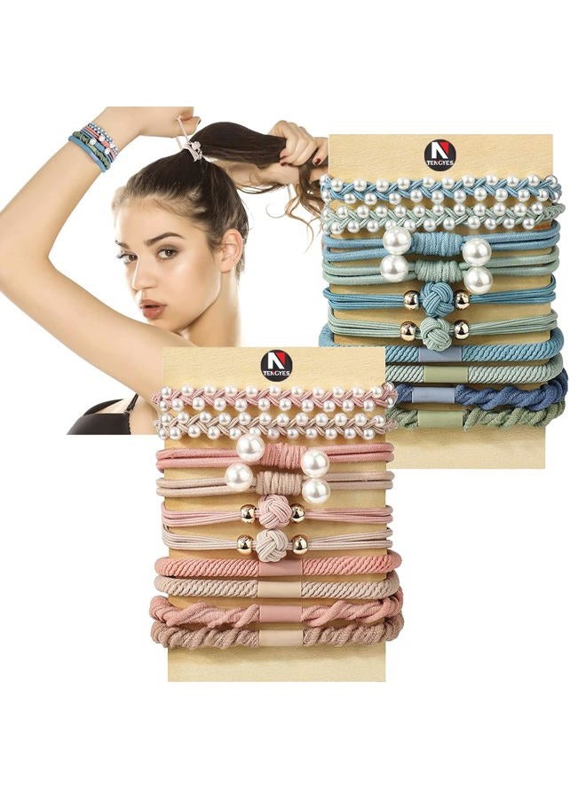 TENGYES Hair Ties for Women Girls, 20 Pcs Boho Dual-Use Bracelets and Hair Tie for Thick Hair/Pony Tails, No Damage No Crease Elastics Hair Rubber Bands Ponytail Holders (Adorable)  - Image 1