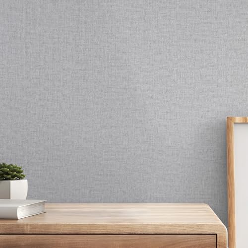 Qianglive Grey Grasscloth Peel and Stick Wallpaper 157x393 Modern Textured Contact Paper Faux Linen Removable Self Adhesive Vinyl Wallpaper for Bedroom Kitchen Cabinets - Image 3