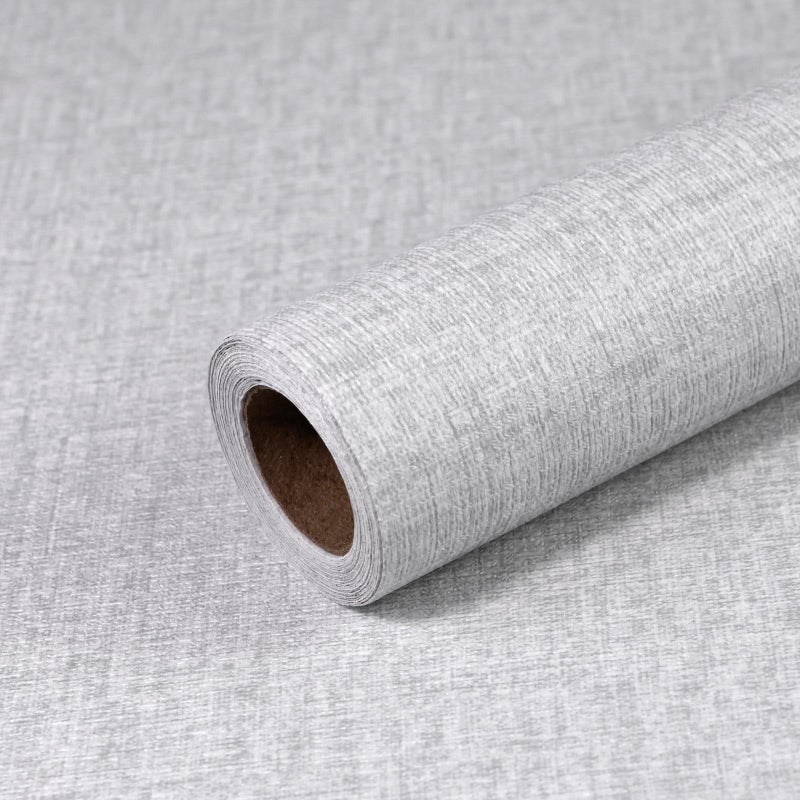 Qianglive Grey Grasscloth Peel and Stick Wallpaper 157x393 Modern Textured Contact Paper Faux Linen Removable Self Adhesive Vinyl Wallpaper for Bedroom Kitchen Cabinets - Image 2