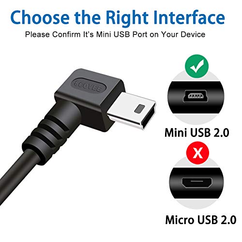 SCOVEE Mini USB Cable 90 Degree 2Pack 6ft for Garmin Nuvi for Canon PowerShot/Rebel/EOS/DSLR/ELPH,Dash Cam,SatNav,Camcorders,Car,Camera USB Cable Right Angle Mini-B Charger Cord Data Sync Charging Adapter - Image 2
