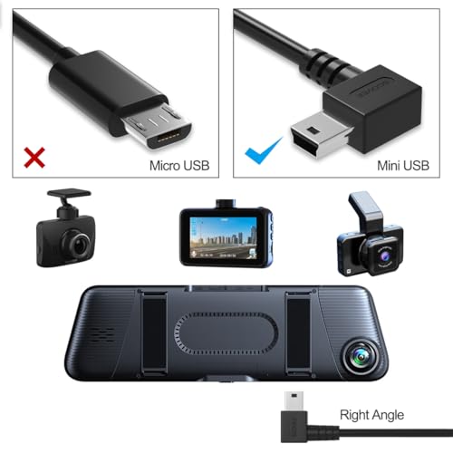 SCOVEE Mini USB Cable 90 Degree 2Pack 6ft for Garmin Nuvi for Canon PowerShot/Rebel/EOS/DSLR/ELPH,Dash Cam,SatNav,Camcorders,Car,Camera USB Cable Right Angle Mini-B Charger Cord Data Sync Charging Adapter - Image 5