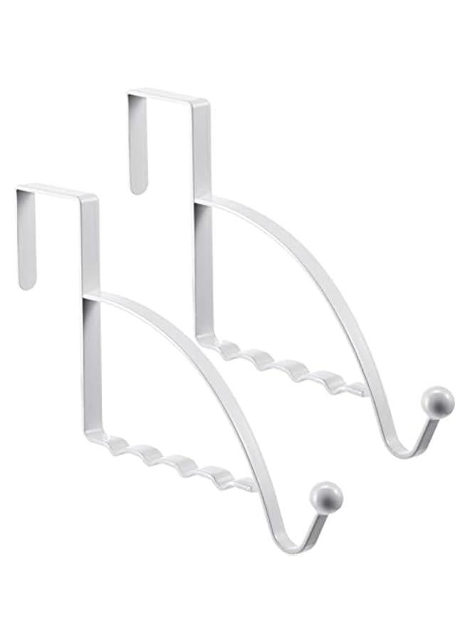 2 Pack White Sturdy Valet Hooks Over Door Hanger for Clothes Coats Towels Hats Scarves Purses Organizer Rack Storage Hook Mounted Organizer Hanger. - Image 1