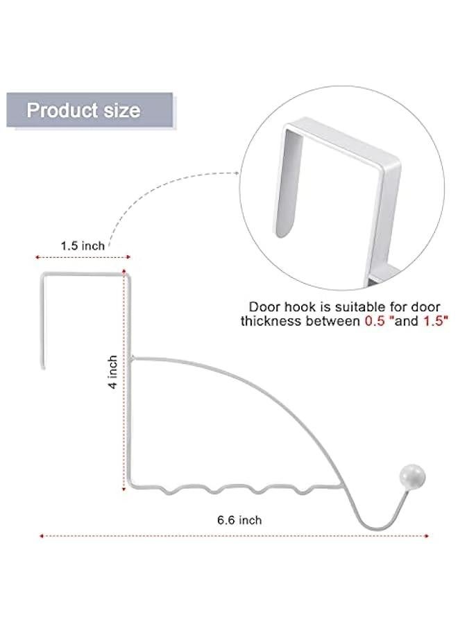 2 Pack White Sturdy Valet Hooks Over Door Hanger for Clothes Coats Towels Hats Scarves Purses Organizer Rack Storage Hook Mounted Organizer Hanger. - Image 2