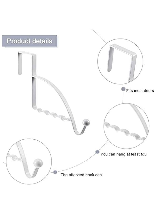 2 Pack White Sturdy Valet Hooks Over Door Hanger for Clothes Coats Towels Hats Scarves Purses Organizer Rack Storage Hook Mounted Organizer Hanger. - Image 3