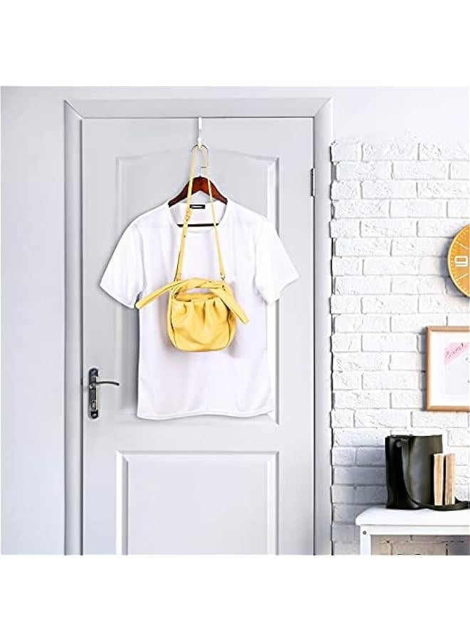 2 Pack White Sturdy Valet Hooks Over Door Hanger for Clothes Coats Towels Hats Scarves Purses Organizer Rack Storage Hook Mounted Organizer Hanger. - Image 4