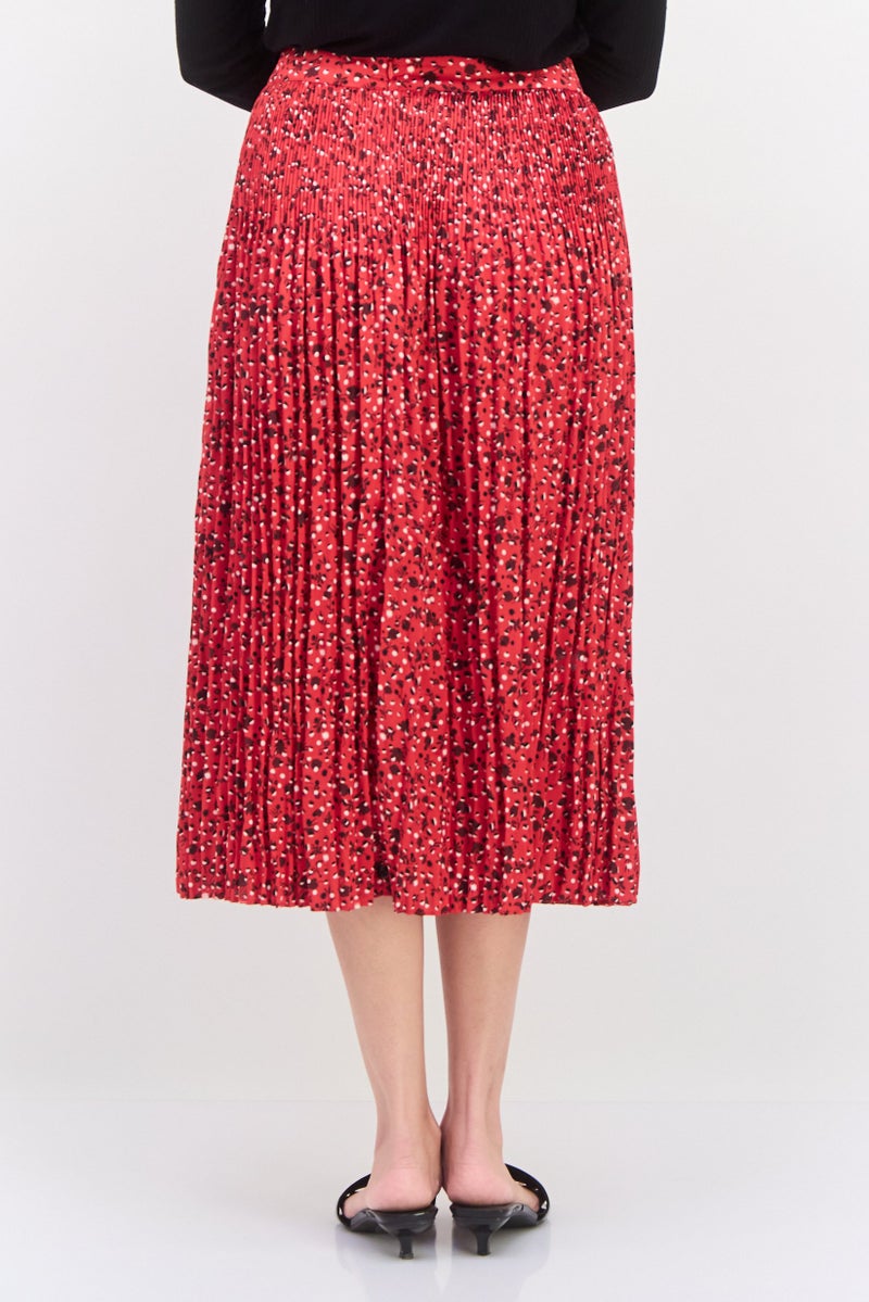 Scotch & Soda Women Pleated Midi Skirt, Red - Image 3