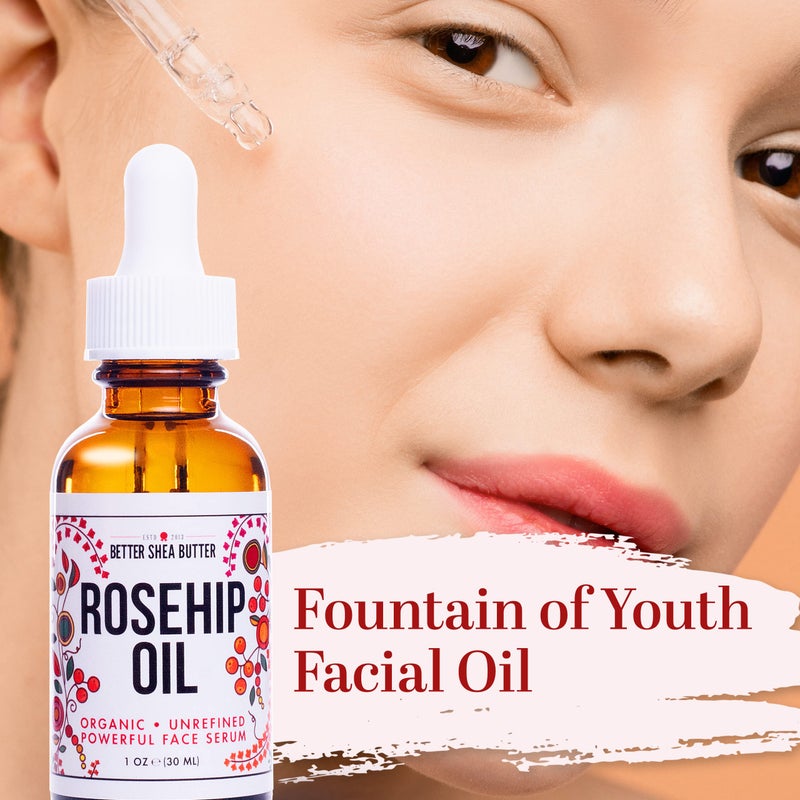 Better Shea Butter Organic Rosehip Oil | Rose hip oil for Face | Face Oil for Gua Sha Massage | Cold Pressed, 100% Pure | 1 oz - Image 3