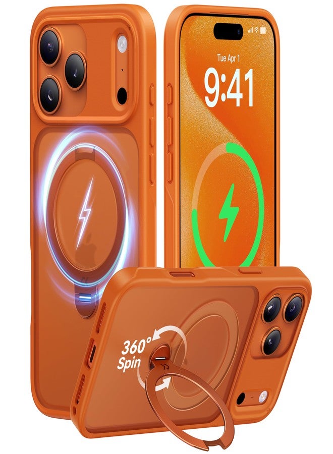 CASEKOO Orange for 17 Pro Max Case with 360 Spin Magnetic Stand [Camera Protection] [18FT Military Grade Protection] [Fit for MagSafe] Ring Grip Slim Matte 17 ProMax Case 6.9 Inch - Image 1