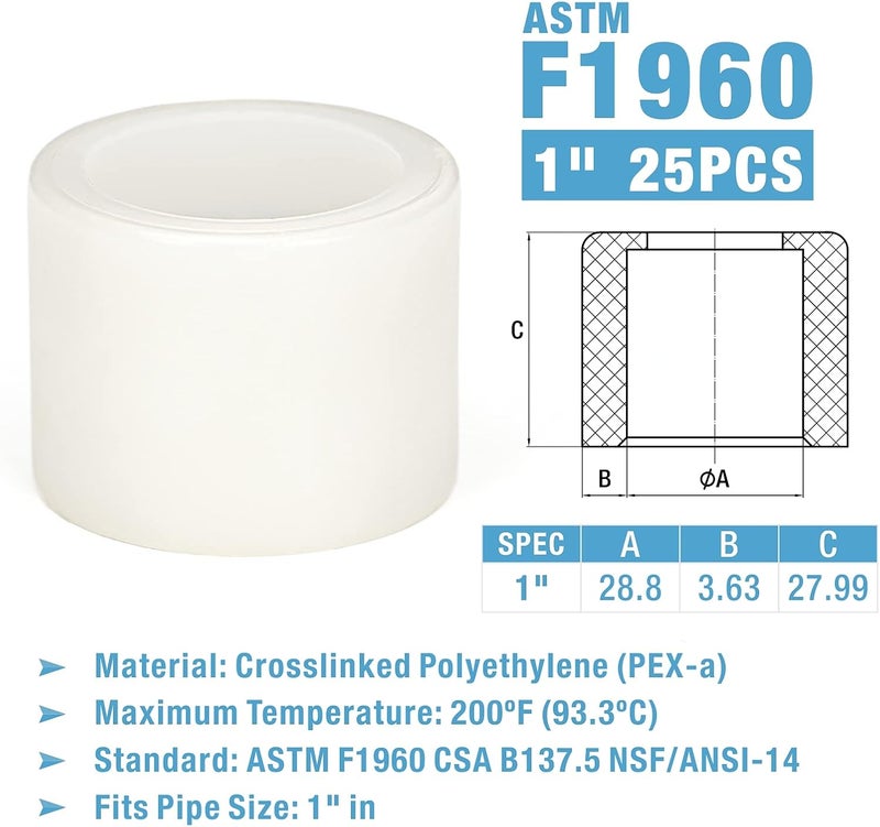 IWISS F1960 1 in. Expansion Ring w/Stop Edge for PEX-A Tubing used in Uponor ProPEX, PowerpPEX, WaterPEX system-25pcs - Image 2